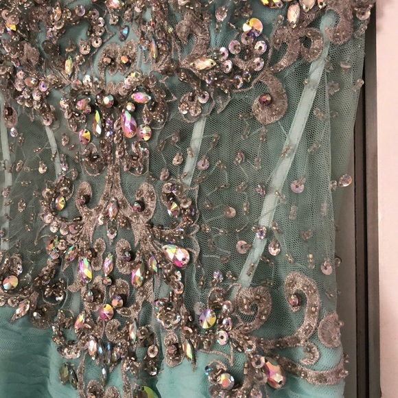 Coya Collection Strapless Mint Sequin Prom Dress - Picture 4 of 8